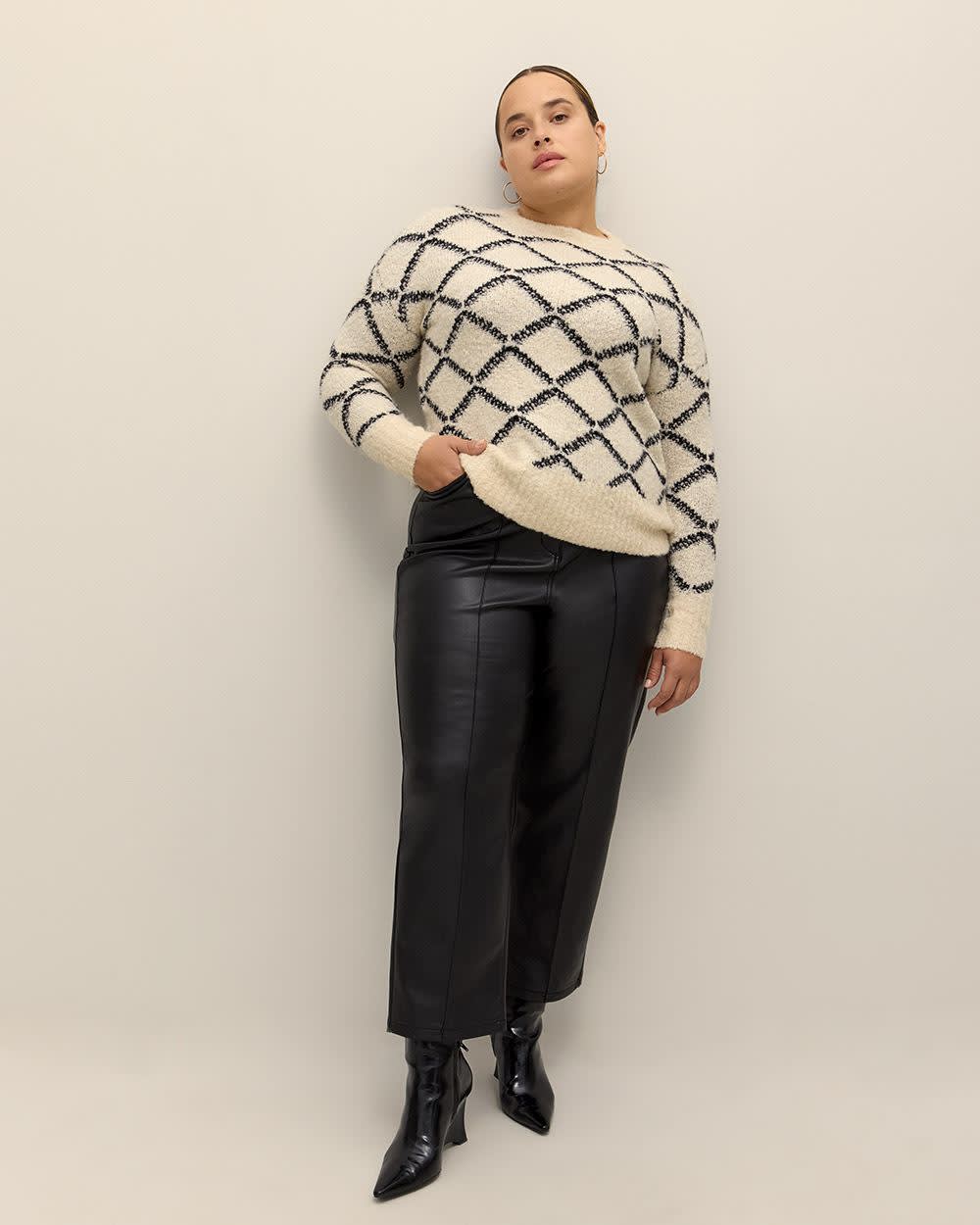High-Waisted Straight-Leg Faux Leather Pant - Addition Elle