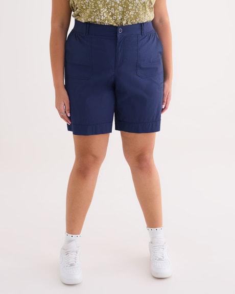 Cotton Bermuda with Ribbed Waistband