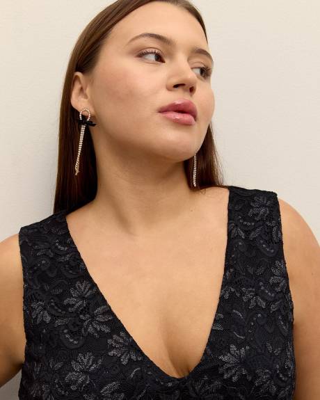 Black Lace Sleeveless V-Neck Dress - Addition Elle