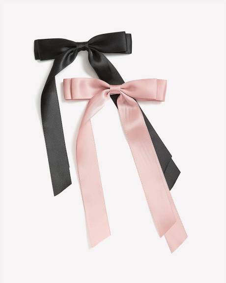 Bow Ribbon Hair Barrettes, Set of 2