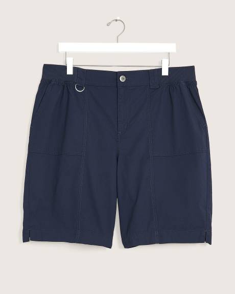 Cotton Cargo Bermuda with Rib Waistband