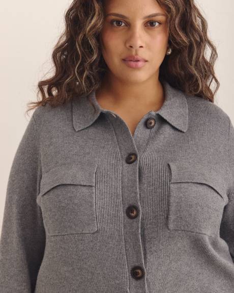 Responsible, Buttoned-Down Polo Sweater Cardigan