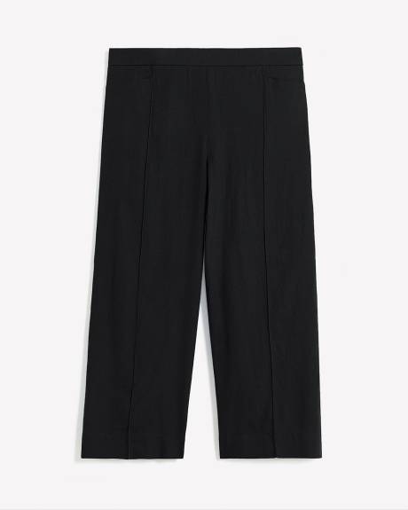 Linen Blend Wide-Leg Cropped Pant