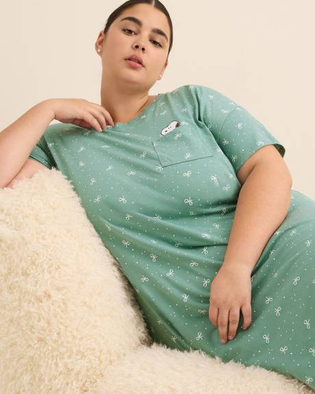 Chemise de nuit à manches courtes de Snoopy avec poche - ti Voglio