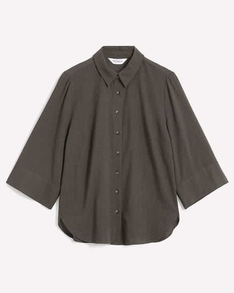 Cotton Blend Buttoned Down Shirt - Addition Elle