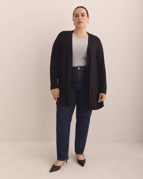 Black Long-Sleeve Open Cardigan