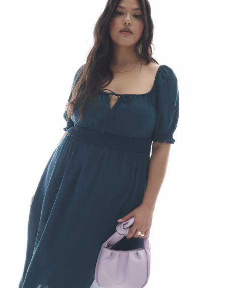 Robe midi avec taille élastique à smocks - Addition Elle