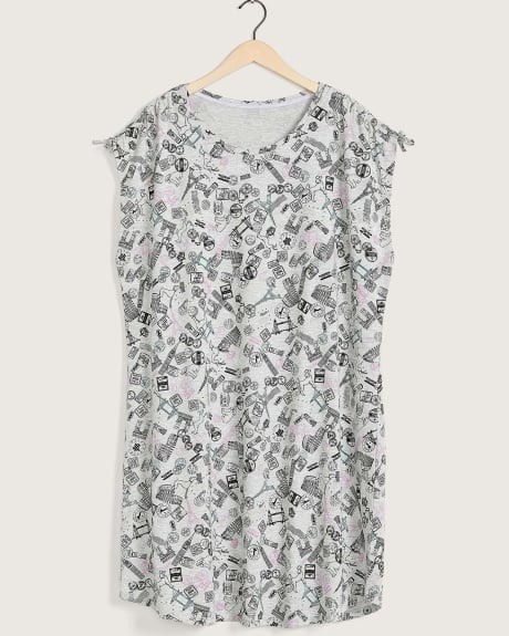 Heather Sleepshirt with Drawstrings at Shoulders - tiVOGLIO