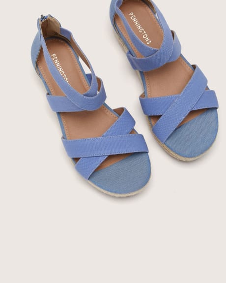 Extra Wide Width, Criss Cross Wedge Sandals
