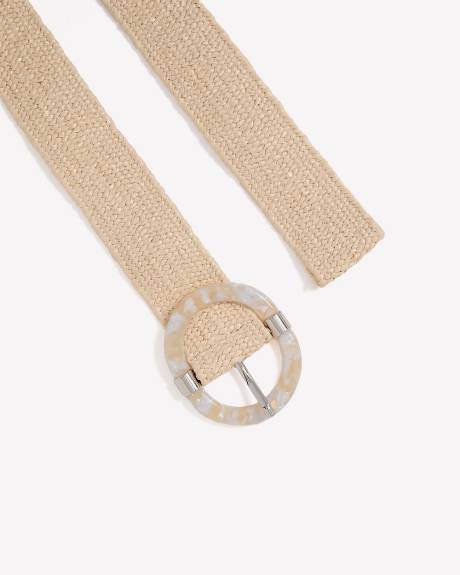 Elastic Straw Belt with Tortoise Buckle