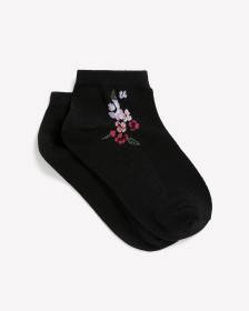 Black Ankle Socks with Flower Print