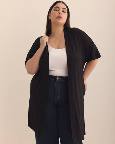 Cardigan long à manches courtes kimono