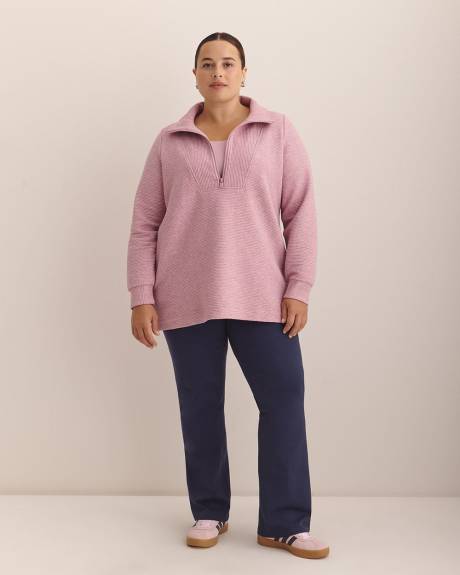 Heather Half-Zip Ottoman Tunic Sweatshirt - Active Zone
