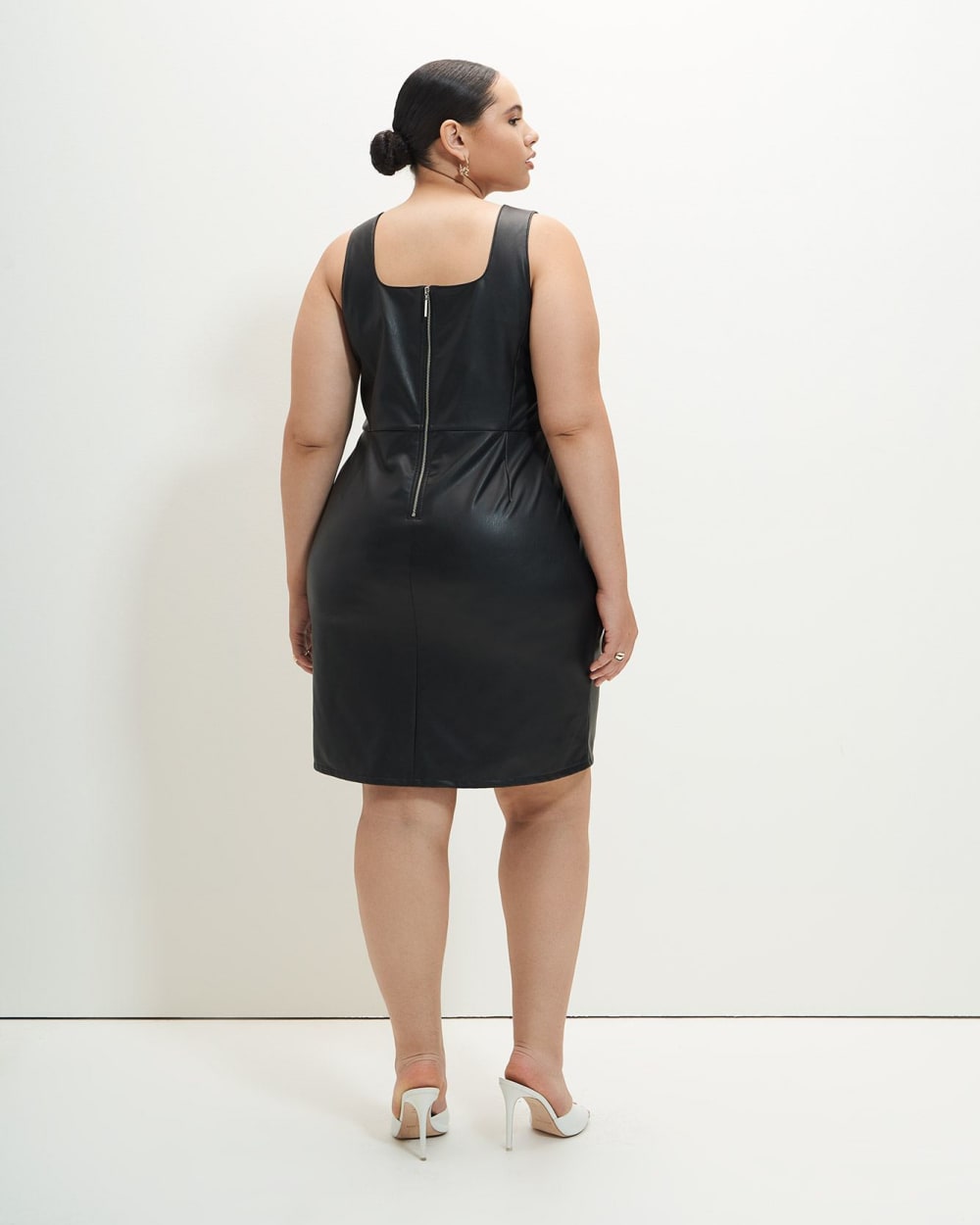 Sleeveless Faux Leather Dress - Addition Elle