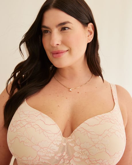 Underwire Two-Tone T-Shirt Bra with Lace - Déesse Collection