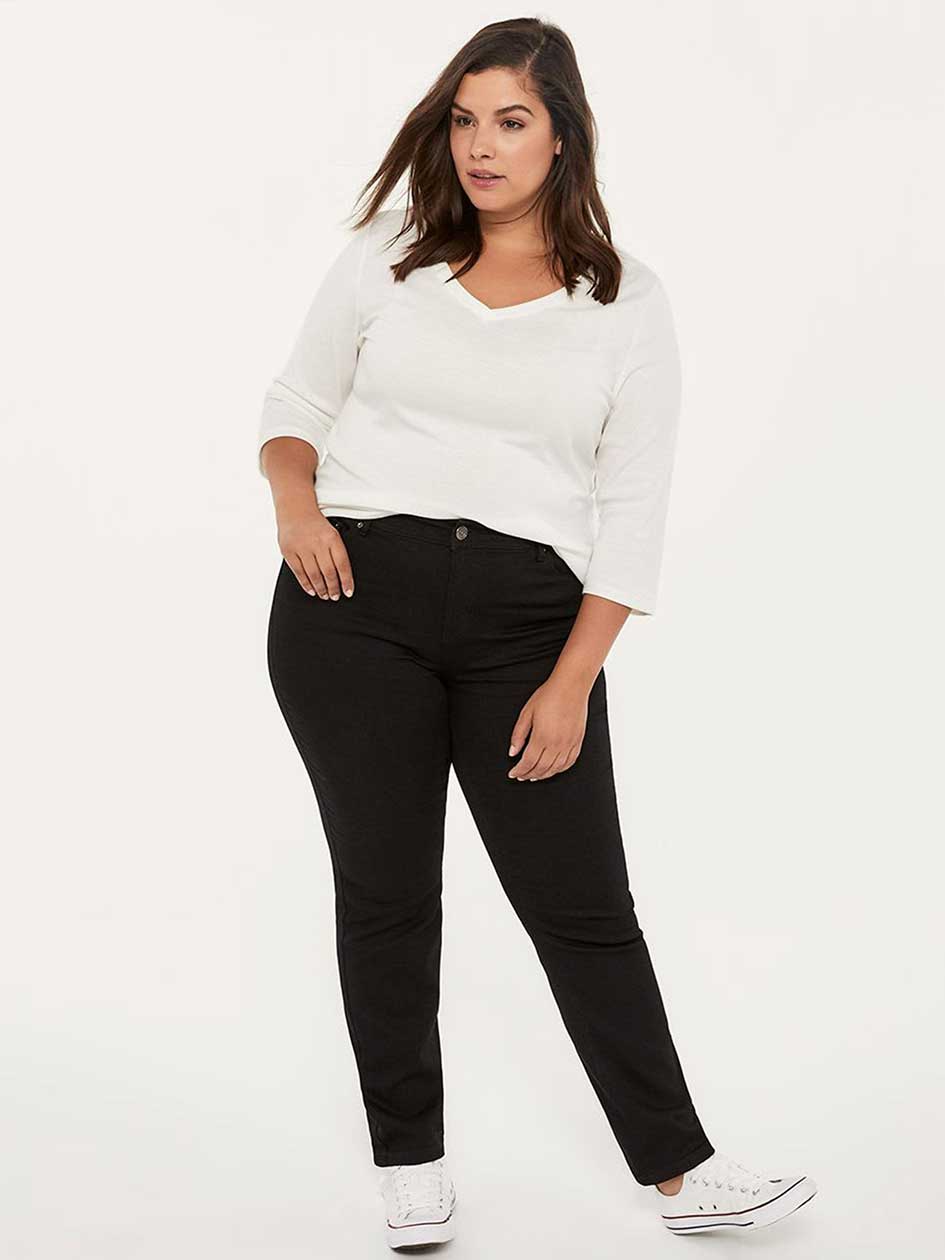 ONLINE ONLY - Tall Slightly Curvy Fit Straight Leg Black Jean - d/C JEANS
