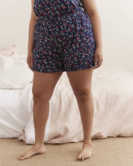 Short boxer à motif de fruits avec ourlet à franges, tissu responsable - ti VOGLIO
