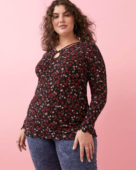 Long-Sleeve Top WIth Keyhole Detail - Addition Elle