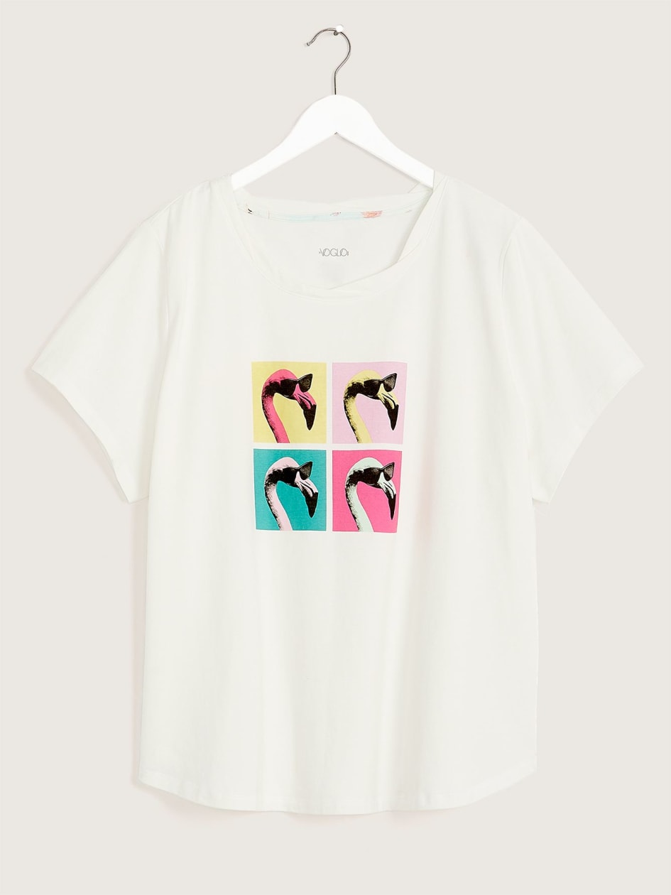 T-shirt pyjama en coton, imprimé de flamants roses - ti VOGLIO