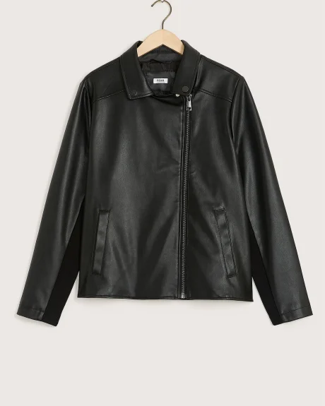 Black Faux-Leather Moto Jacket