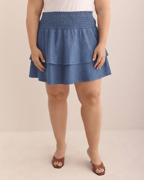 Pull-On Denim Short Ruffle Skirt - d/C JEANS