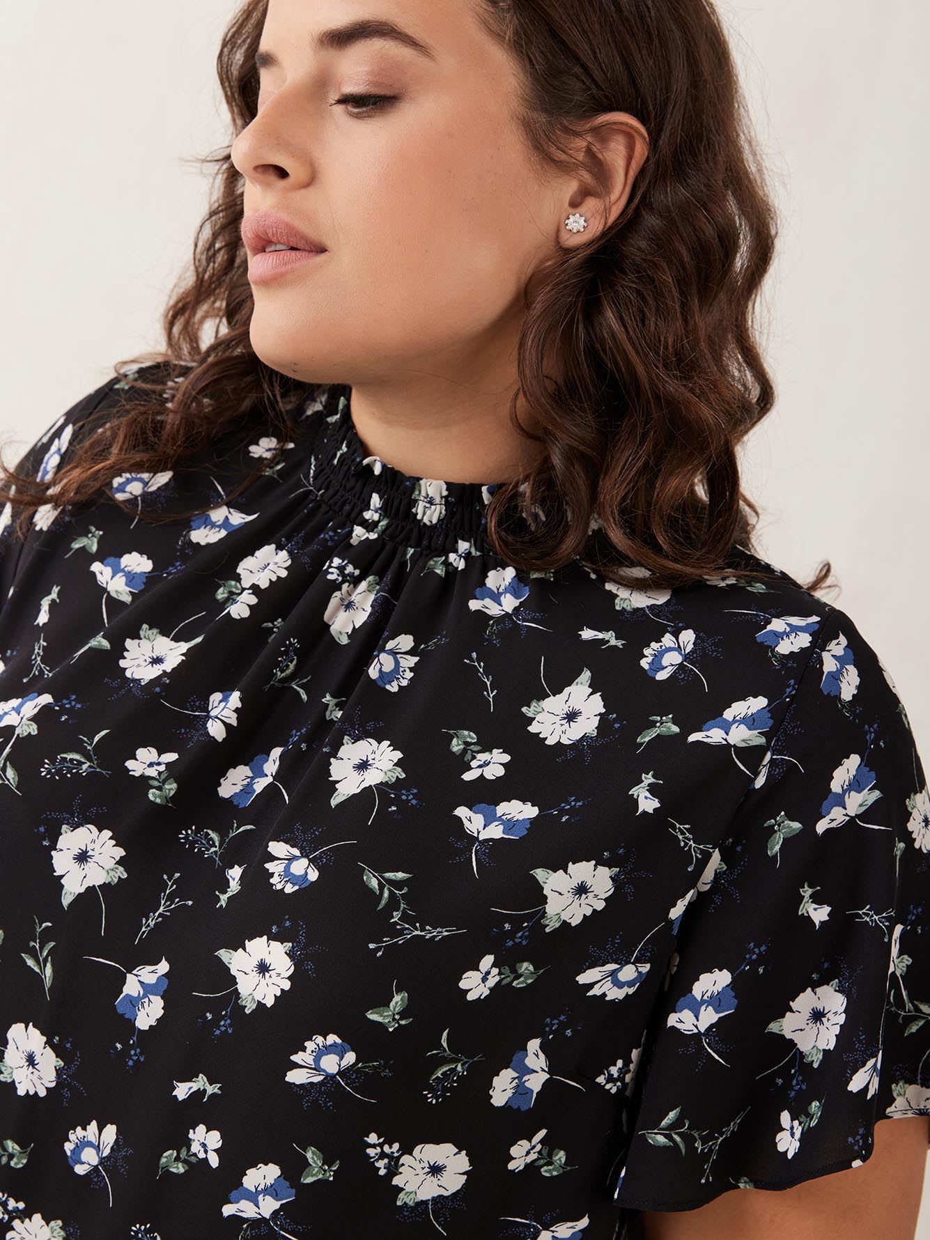 Responsible, Printed Blouse with Short Flutter Sleeves | Penningtons