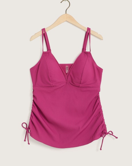 Solid Rib Tankini Top with Ajustable Sides
