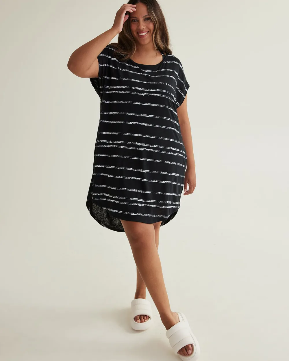 Black Knotted Stripe Knit CoverUp Dress Penningtons