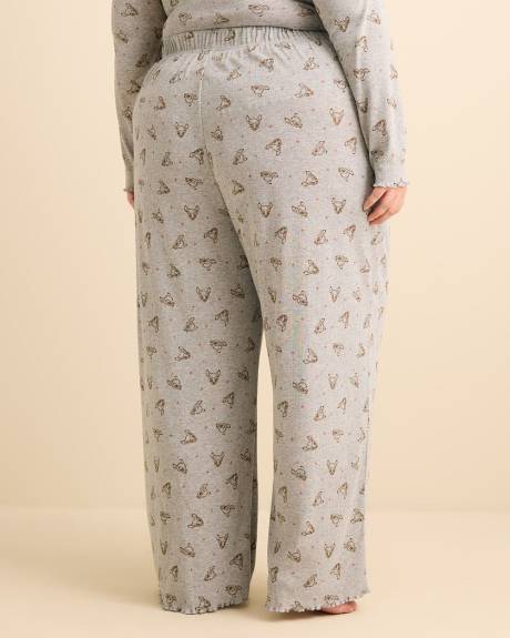 Heather Grey Bambi Pointelle Pyjama Pant - ti Voglio