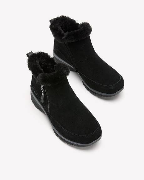 Botte d'hiver noire courte Easy Going, pied large - Skechers