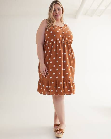 Robe midi étagée sans manches, mélange de lin