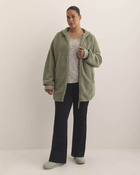 Long Hooded Sherpa Jacket - Active Zone
