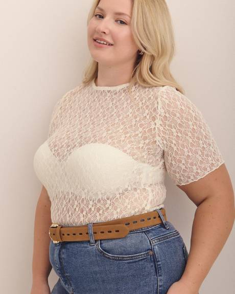 Haut en dentelle avec ourlet festonné - Addition Elle