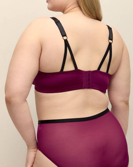 Underwire Padded Plunge Satin Bra with Embroidered Trims - Déesse Collection