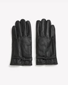 Gants en cuir avec détail torsadé au poignet