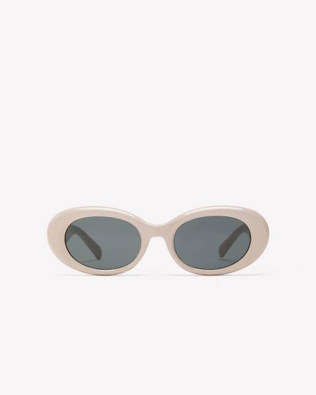 White Oversized Round Retro Sunglasses