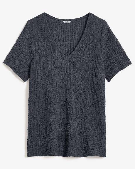 Haut en tricot texturé à col en V