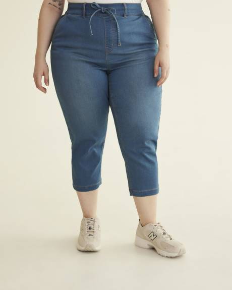 Pantalon capri en denim extensible, coupe 1948, délavé moyen - d/C JEANS