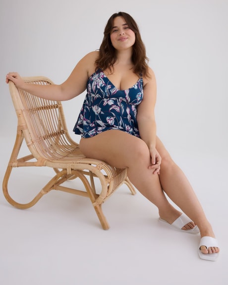 Printed Swing Tankini with Ring Details