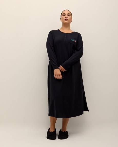 Black Long Cotton Sleepshirt - ti Voglio