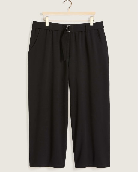 Solid Wide-Leg Crop Pants With Belt - In Every Story