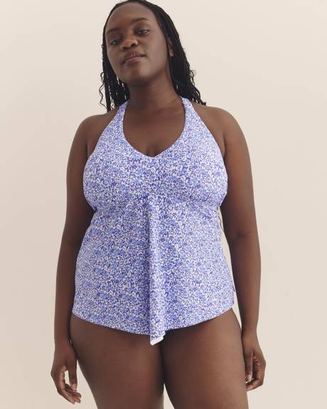 Blue Floral-Print Aviva Tankini Top - Raisins Curve