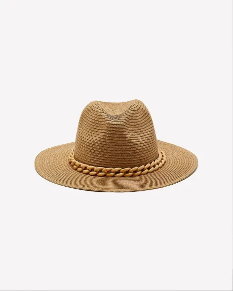 Chapeau de paille Panama avec bordure en chaîne