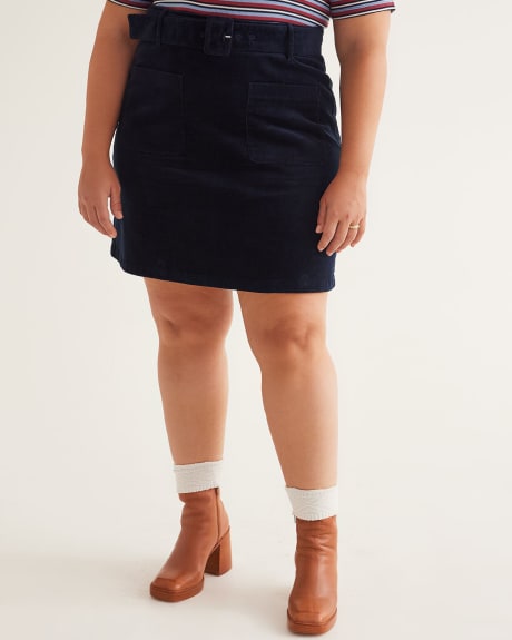 Responsible, Corduroy Mini Skirt with Belt