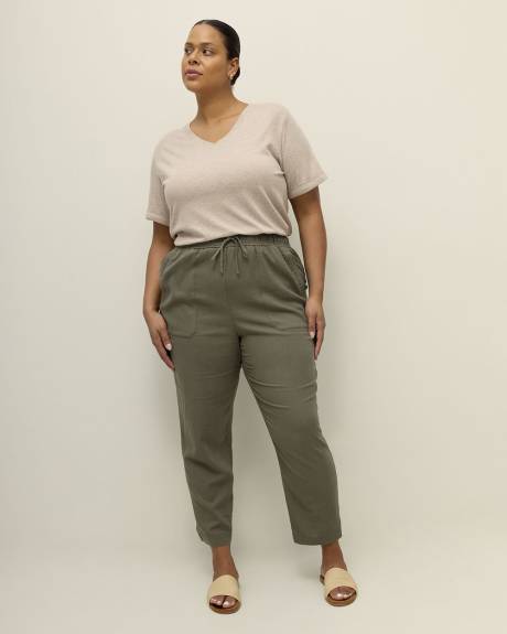 Linen Blend Tapered Leg Pant