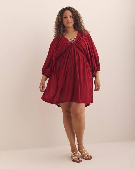 Swim Cover-Up with Long Balloon Sleeves