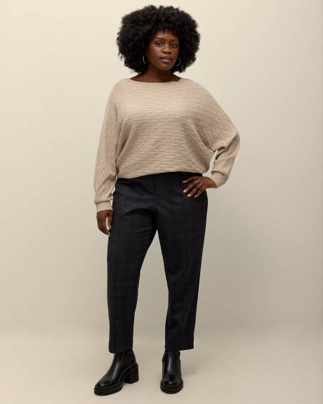 Pull en tricot à mailles torsadées avec manches longues dolman, tissu responsable