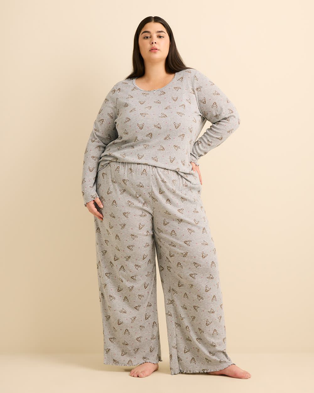 Heather Grey Bambi Pointelle Pyjama Pant - ti Voglio