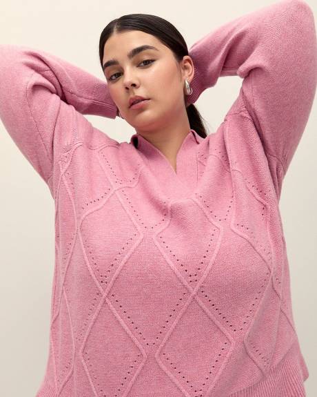 Pull à col polo avec mailles argyle, tissu responsable