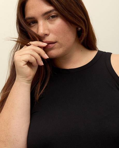 Robe évasée sans manches avec col rond, tissu responsable